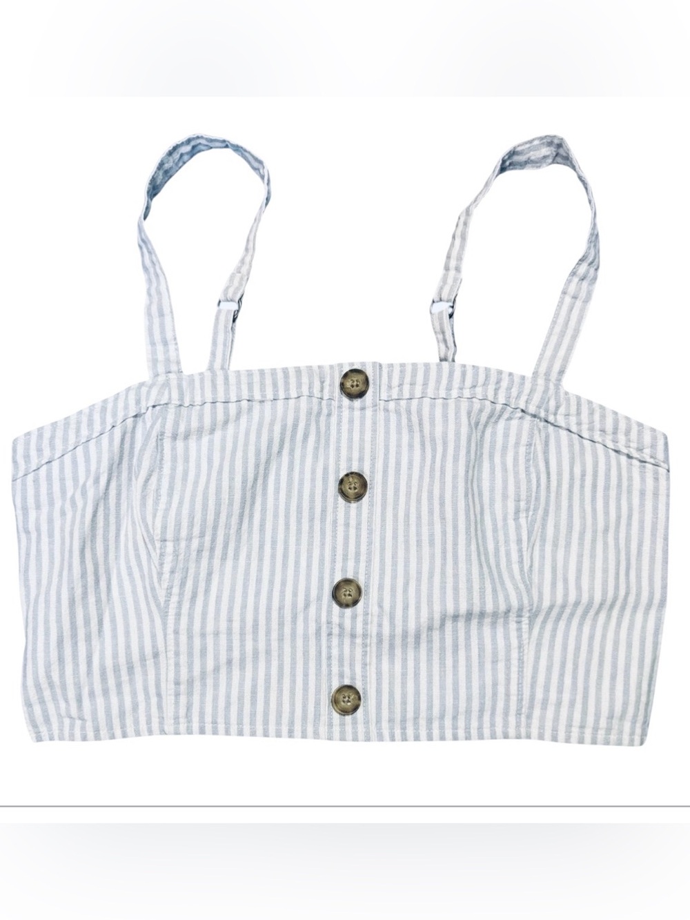 Abercrombie & Fitch Striped Smocked Crop Top Adjustable Straps Size Medium
